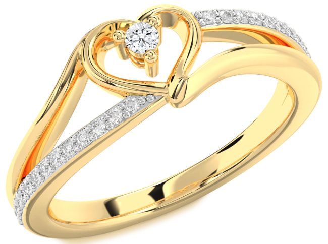 Diamond Gold Heart Promise Ring