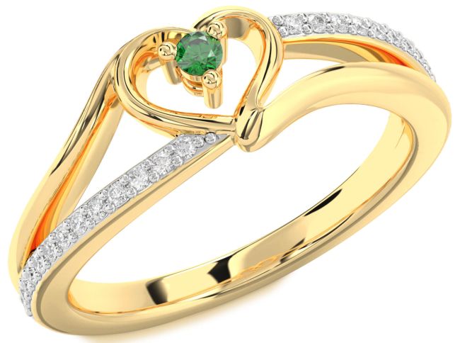 Diamond Emerald Gold Silver Heart Promise Ring