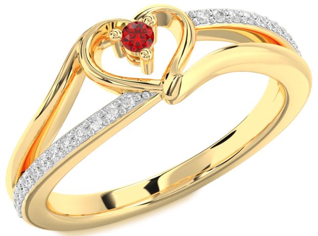 Diamond Ruby Gold Heart Promise Ring