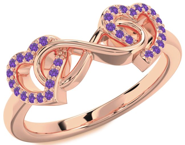 Amethyst Rose Gold Heart Infinity Ring