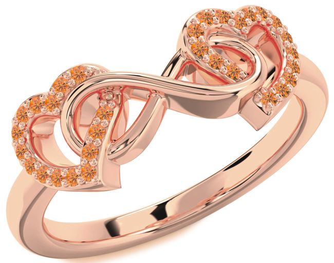Citrine Rose Gold Heart Infinity Ring