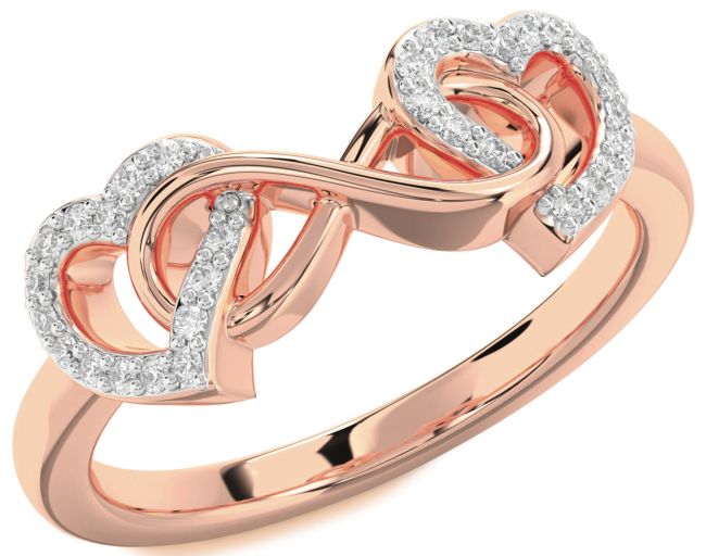 Lab Diamond Rose Gold Silver Heart Infinity Ring