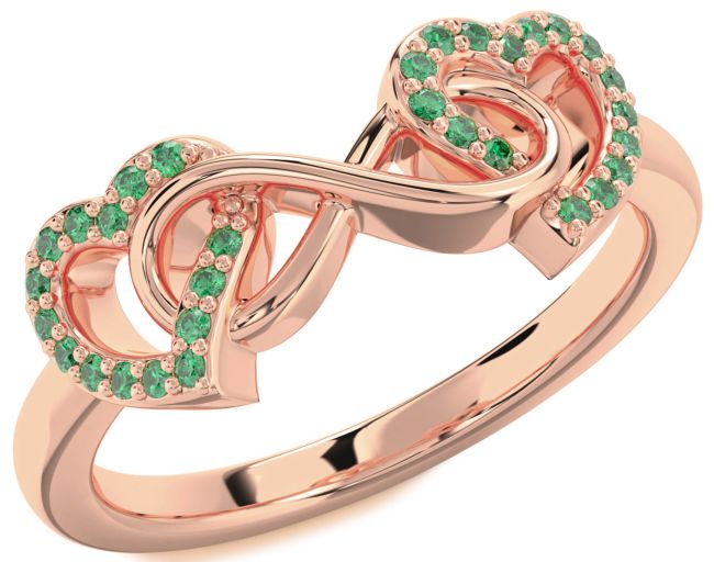 Emerald Rose Gold Heart Infinity Ring