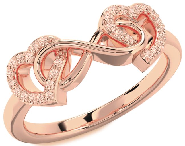 Morganite Rose Gold Heart Infinity Ring