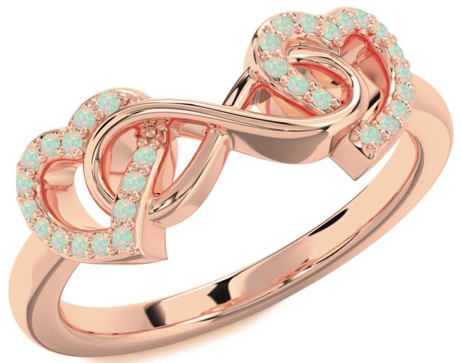 Opal Rose Gold Heart Infinity Ring