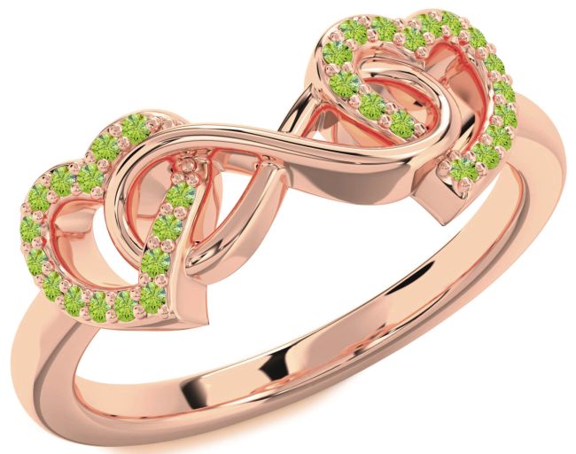 Peridot Rose Gold Heart Infinity Ring