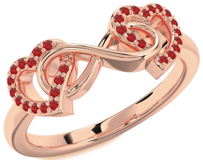 Ruby Rose Gold Heart Infinity Ring