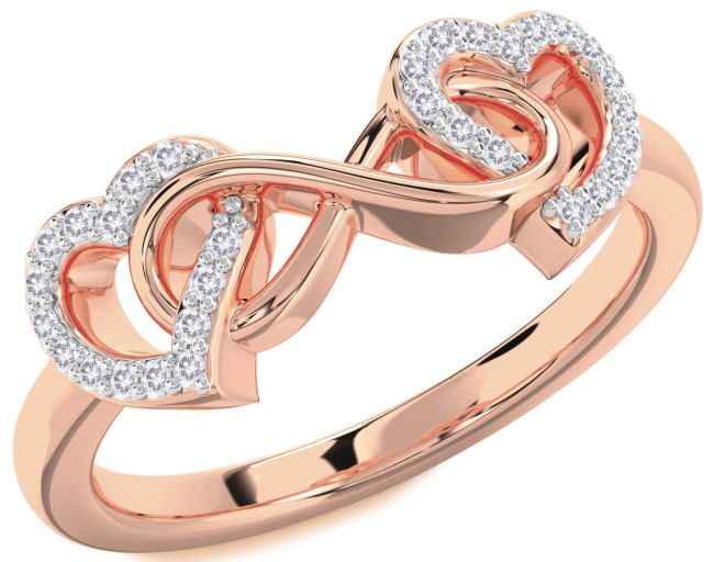 Salt & Pepper Diamond Rose Gold Heart Infinity Ring
