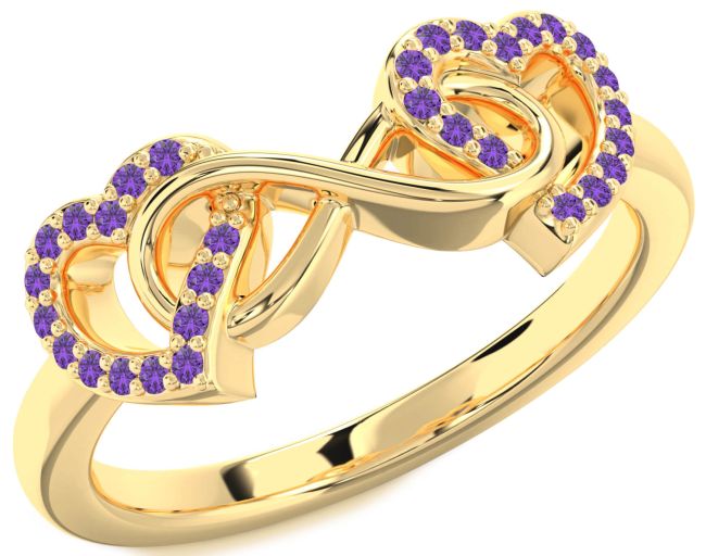 Amethyst Gold Heart Infinity Ring