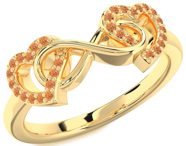 Citrine Gold Heart Infinity Ring