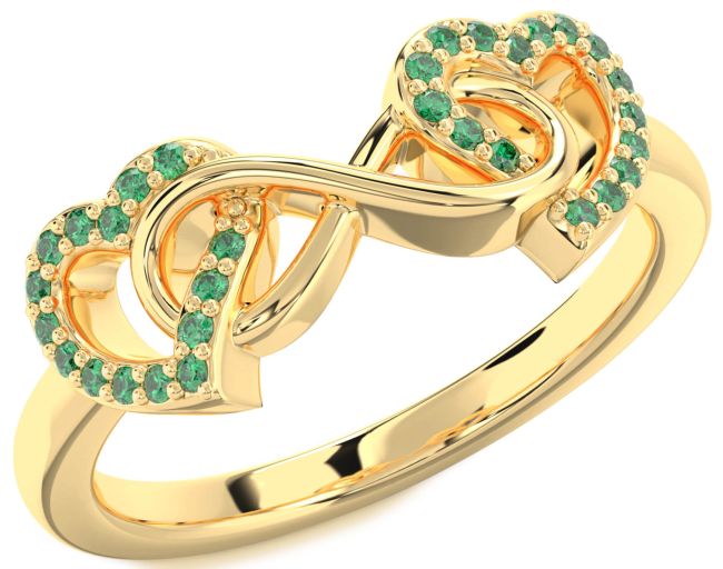 Emerald Gold Heart Infinity Ring