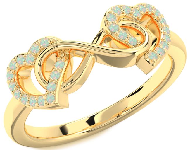 Opal Gold Heart Infinity Ring