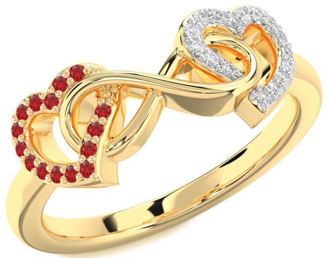 Diamond & Ruby Gold Heart Infinity Promise Ring