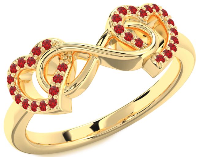 Ruby Gold Silver Heart Infinity Ring