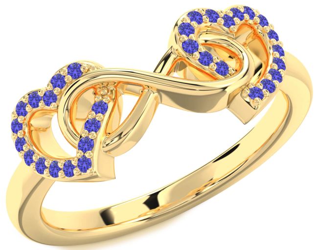 Tanzanite Gold Heart Infinity Ring