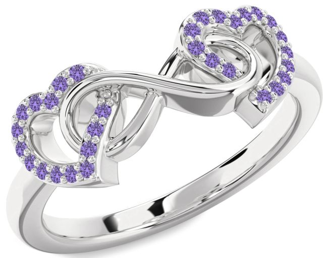 Alexandrite Silver Heart Infinity Ring