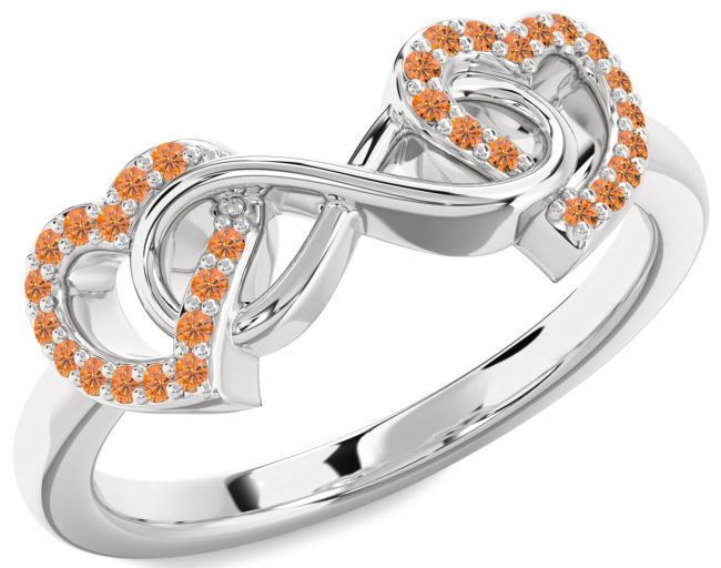 Citrine Platinum Heart Infinity Ring