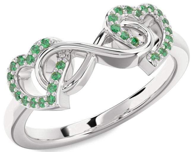 Emerald Platinum Heart Infinity Ring