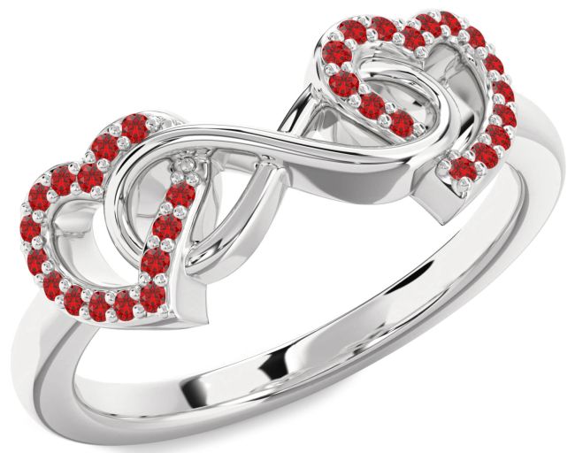 Ruby Platinum Heart Infinity Ring