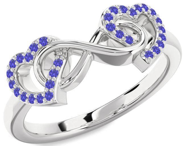 Tanzanite Platinum Heart Infinity Ring