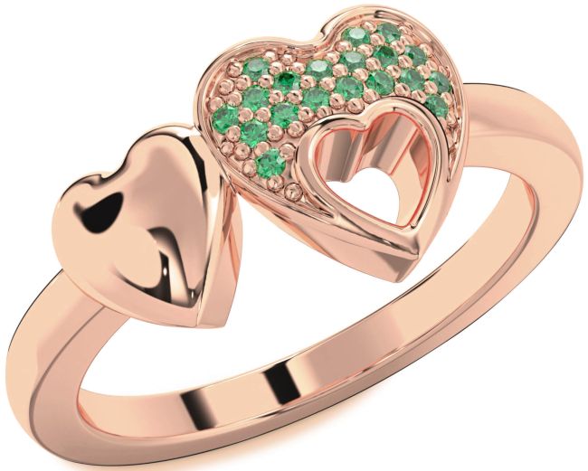 Emerald Rose Gold Heart Ring