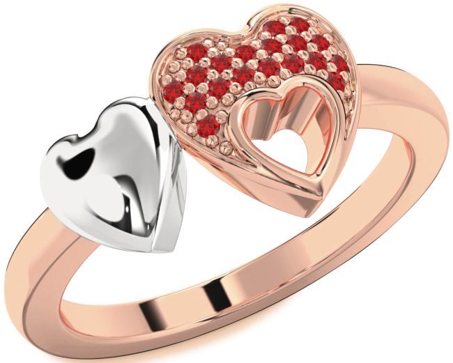 Ruby Rose Gold Silver Heart Ring