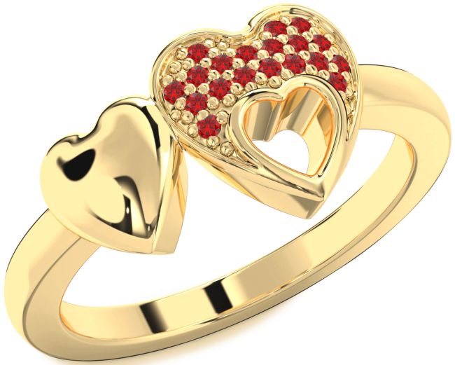 Ruby Gold Silver Heart Ring