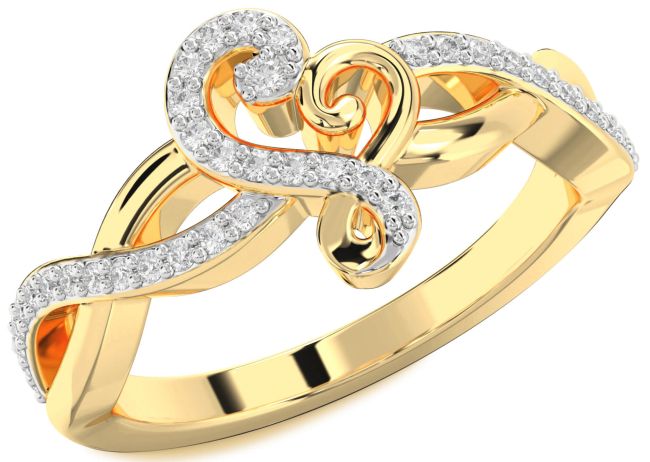 Diamond Gold Silver Heart Ring