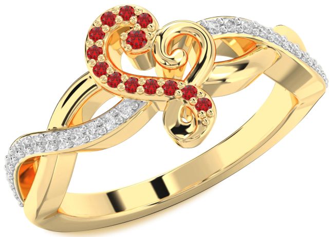Diamond Ruby Gold Heart Ring