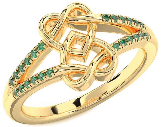 Emerald Gold Heart Ring