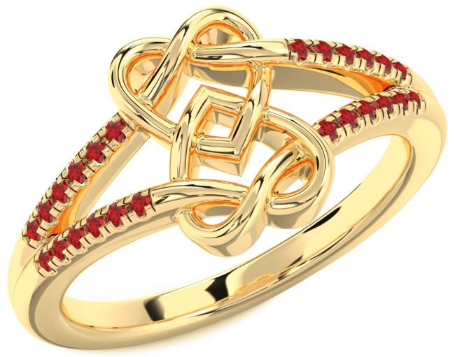 Ruby Gold Heart Ring