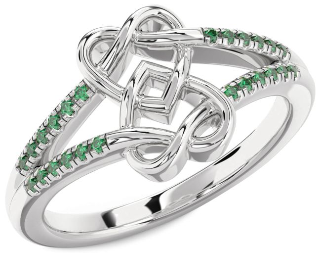 Emerald Platinum Heart Ring