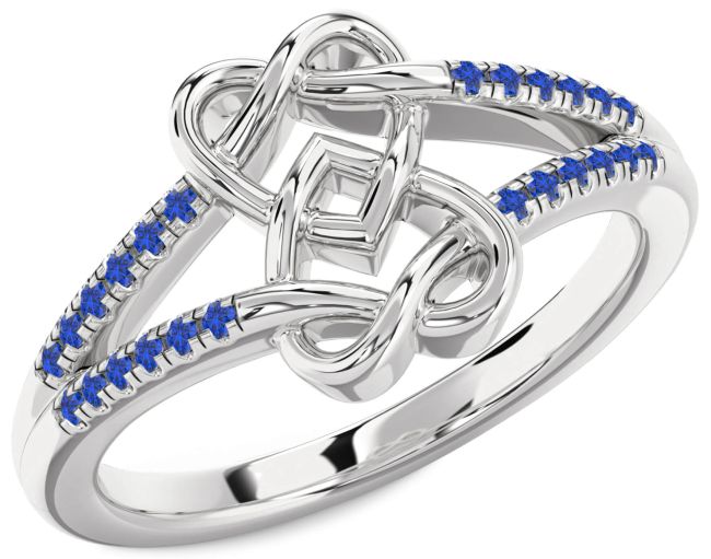 Blue Sapphire Silver Heart Ring
