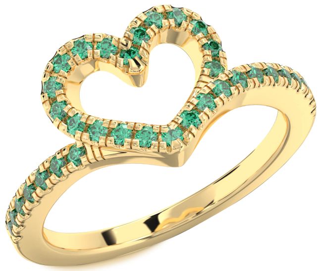 Emerald Gold Heart Ring