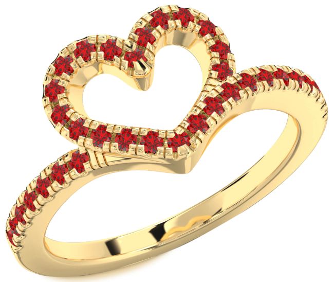 Ruby Gold Heart Ring