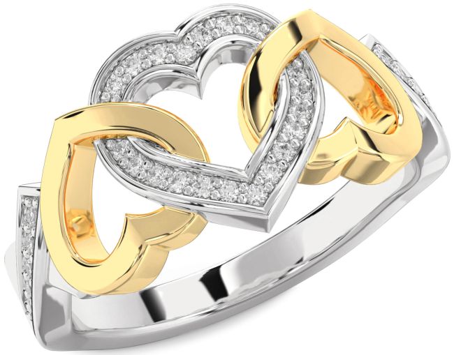 Diamond White Yellow Gold Heart Ring