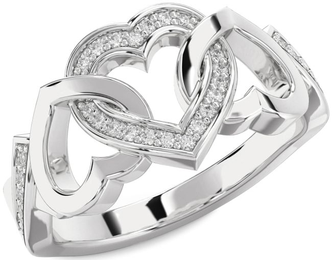 Diamond Silver Heart Ring