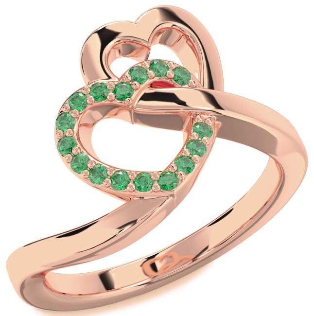 Emerald Rose Gold Heart Ring