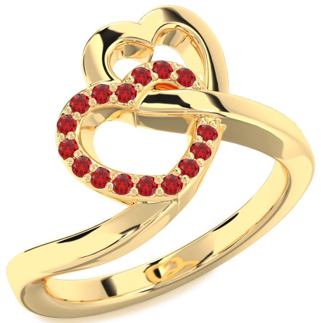 Ruby Gold Heart Ring