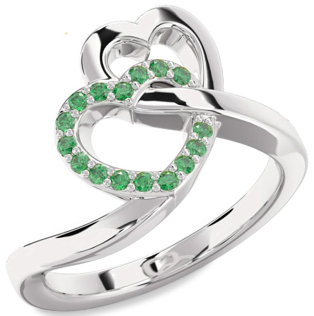 Emerald Platinum Heart Ring
