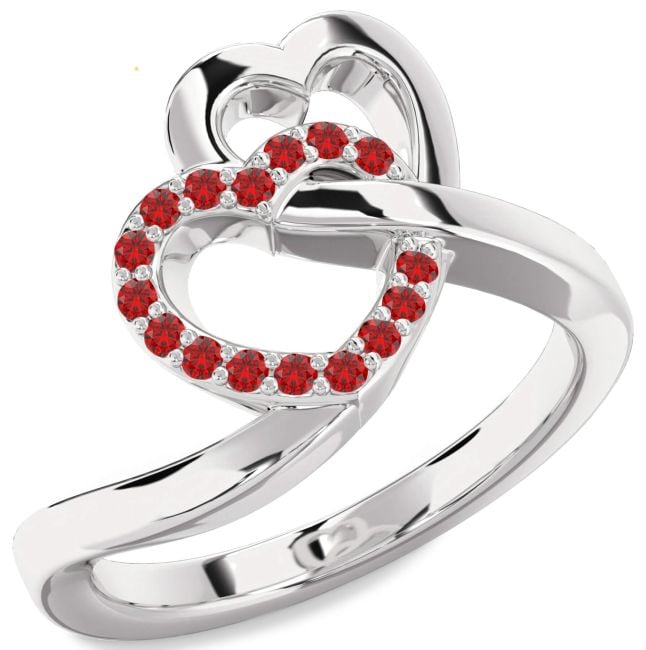 Ruby White Gold Heart Ring