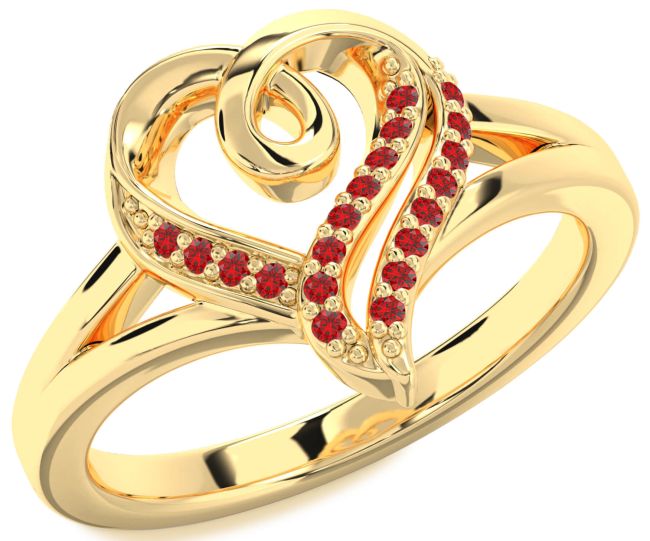 Ruby Gold Heart Ring