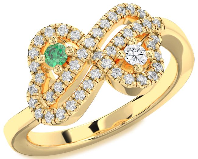 Diamond Gold Infinity Heart Two Stone Promise Ring