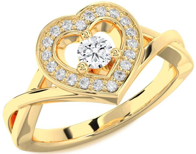 Diamond Gold Heart Promise Ring
