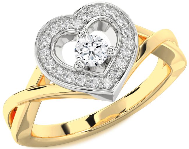 Diamond White Yellow Gold Heart Promise Ring