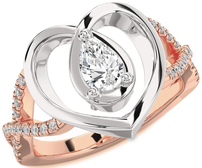 Diamond White Rose Gold Heart Solitaire Engagement Ring