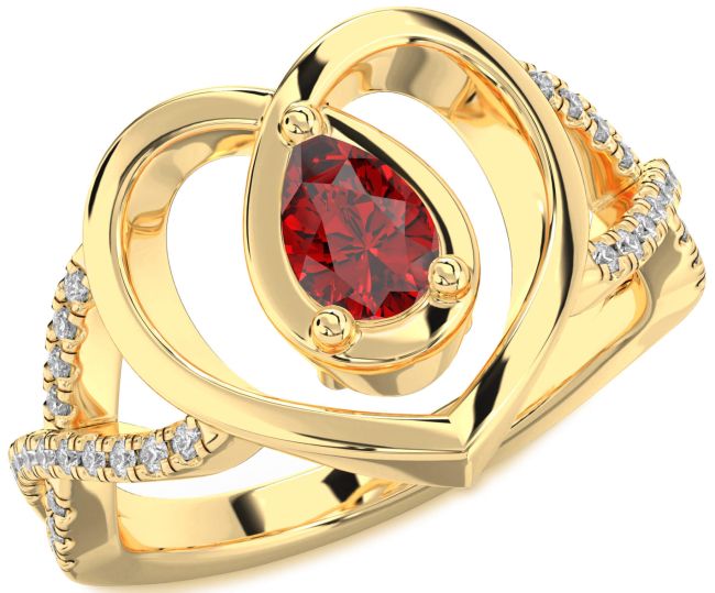 Diamond Ruby Gold Heart Solitaire Engagement Ring