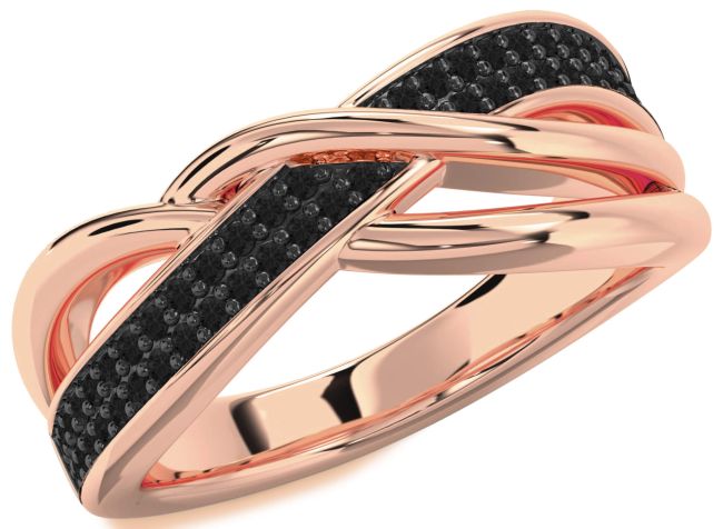 Black Diamond Rose Gold Infinity Round Ring