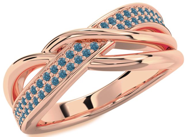 Blue Diamond Rose Gold Silver Infinity Round Ring