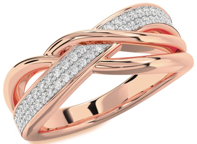 Moissanite Rose Gold Silver Infinity Round Ring